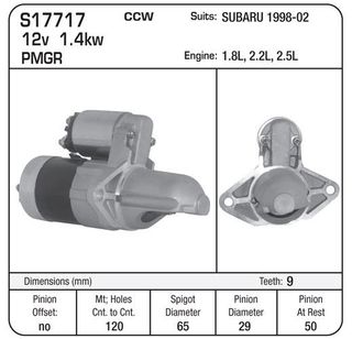 STARTER 8TH CCW SUBARU PMGR
