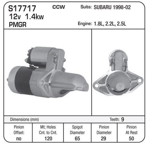 STARTER 8TH CCW SUBARU PMGR