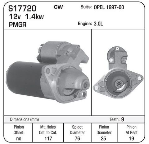 STARTER PMGR SUIT OPEL 3.0L 97-00