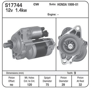 STARTER HONDA 99-01 1.6KW