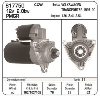STARTER VW TRANSPORTER 1997-99