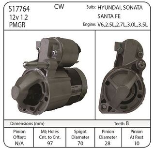 STARTER1.2KW 12V CW HYUNDAI 8TH
