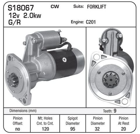 STARTER 12V 2KW G/R ISUZU 2.2DI