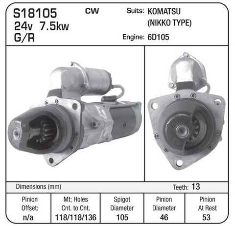STARTER KOMATSU S6D105 5.5KW