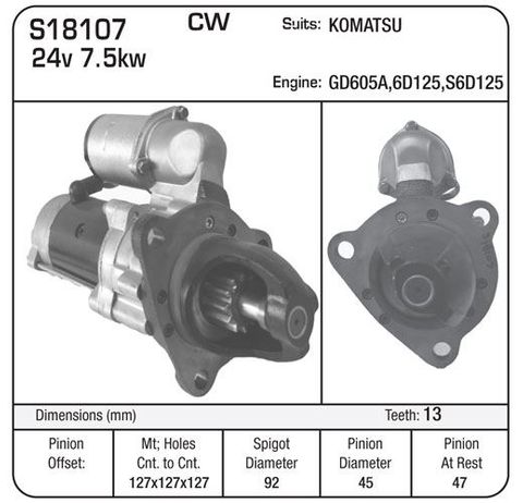 STARTER NIKKO 24V 12 TOOTH KOMATSU