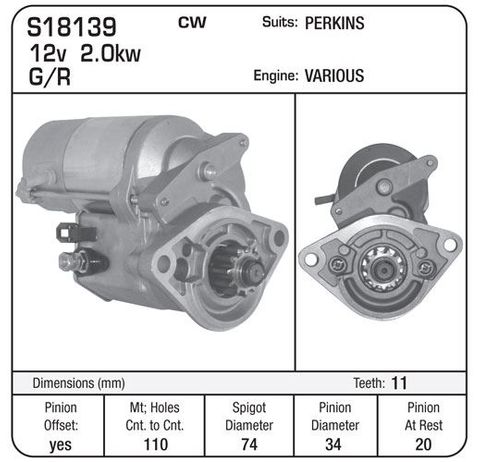 STR PERKINS 11TH 12V 2KW