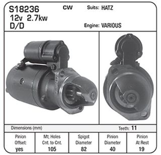 STARTER,BMW,HATZ 11TH CW 12V