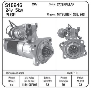 STARTER 24V 10TH CATAPILLAR WET