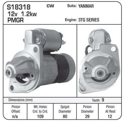 STARTER 12V YANMAR 3TG66,3TG77
