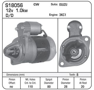 STARTER 12V D/D SUIT ISUZU 3KC1