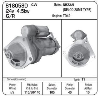 STR 24V 4.5KW NISSAN TD42 (DELCO TYPE)
