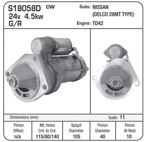 STR 24V 4.5KW NISSAN TD42 (DELCO TYPE)