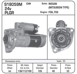 STARTER MITSI FD/FE6 NISSAN 24V also S9077
