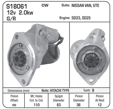STARTER HITACHI 2KW G/R SD25