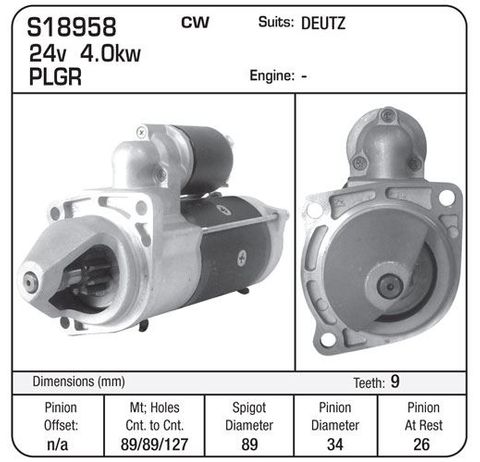 STARTER 24V 9TH SUIT DEUTZ