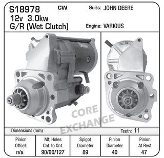STR ND G/R 12V 3KW 11TH WET JOHN DEERE