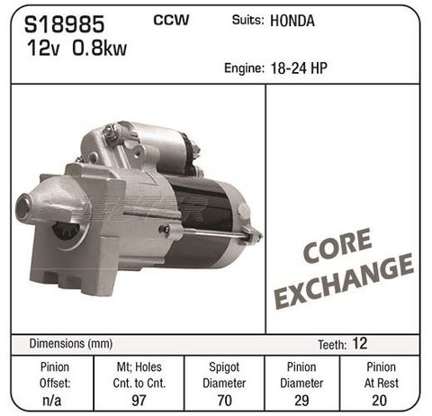 STARTER HONDA STATIONARY 12TH