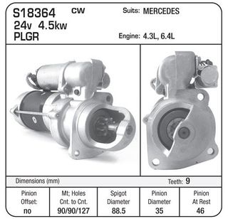 STARTER SUIT MERCEDES 24V 4.5KW 9TH