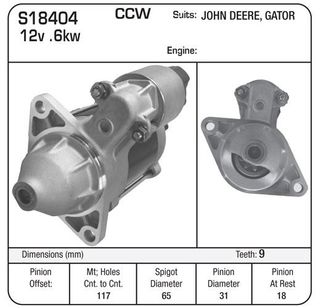 STARTER 0.6KW  9TH CCW GATOR