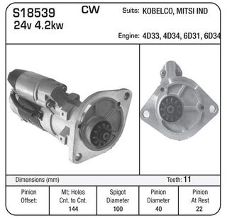 STARTER MITSI 24V PLTRY 6D34- KOBELCO