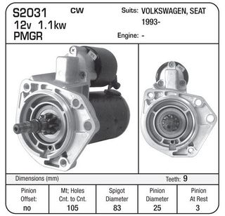 STARTER VW SEAT 1.1 KW 9TH