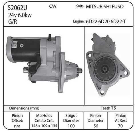 STARTER NDENSO 24V SUIT 6D22