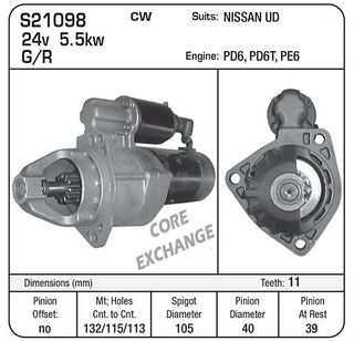 STARTER 24V PD6 NISSAN ALSO S9066