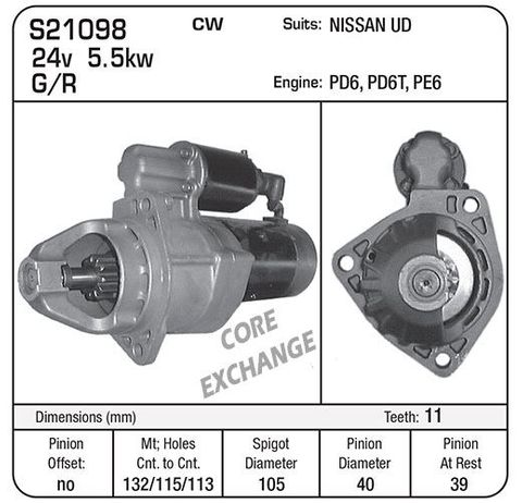 STARTER 24V PD6 NISSAN ALSO S9066