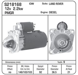 STARTER LANDROVER PLGR DIESEL 3 HOLE