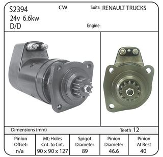 STARTER RENAULT MACK 24V 6.6KW
