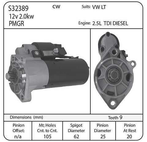 STARTER VW DIESEL 2KW CW 96 -