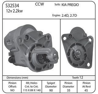 STR KIA PREGIO 2.7L D 12V 2.2 CCW 97-ON