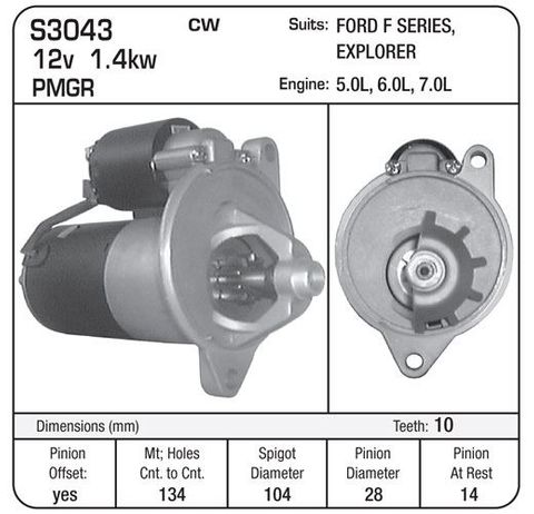 STARTER 12V FORD USA PMGR V8 REPLACES RATTRAP