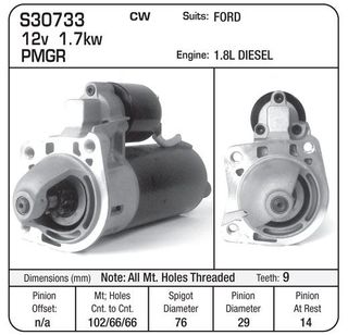 STR 12V 1.7KW EURO FORD/MAZDA PLANETARY