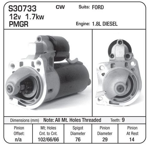 STR 12V 1.7KW EURO FORD/MAZDA PLANETARY