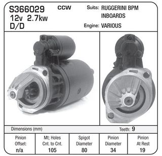 BOSCH 12V 2.7KW 9TH CCW SUIT RUGGERINI