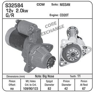 STARTER SUIT CD20T  CCW G/R BIG NOSE