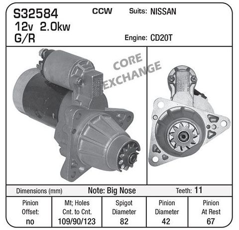 STARTER SUIT CD20T  CCW G/R BIG NOSE