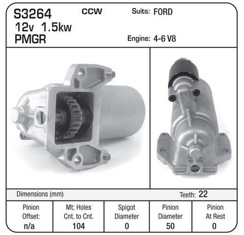 STARTER FORD TAURUS TOP MOUNT