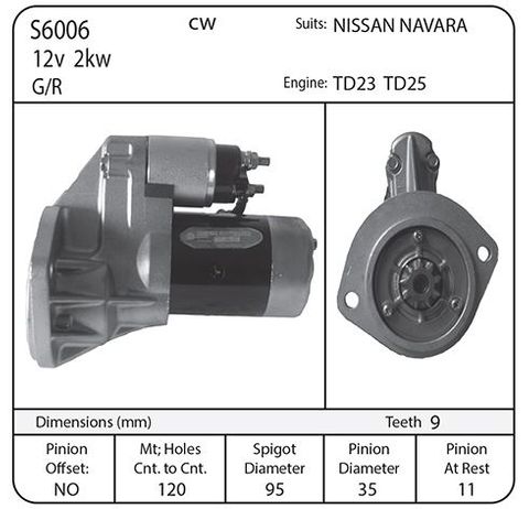 STARTER 12V  2KW G/R TD23