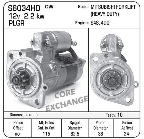 STARTER MITSI  S4S 12V PLGR TYPE H/D