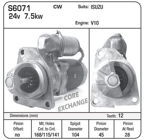 STARTER NIKKO ISUZU V10 7.5KW