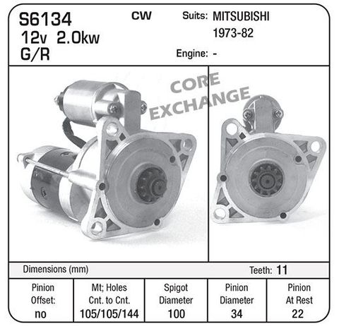 STARTER 12V MITSI G/R 11TH REP P/E