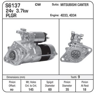 STARTER 24V MITSUBISHI PLGR CANTER 4D33