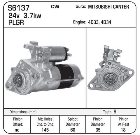 STARTER 24V MITSUBISHI PLGR CANTER 4D33
