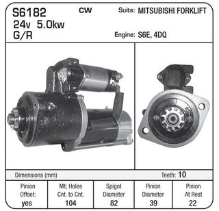 STARTER 24V 5.0KW S6E 4DQ Mitsubishi Various models