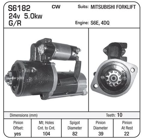 STARTER 24V 5.0KW S6E 4DQ Mitsubishi Various models