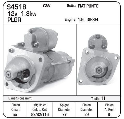 STARTER FIAT PUNTO DIESEL 1.9L