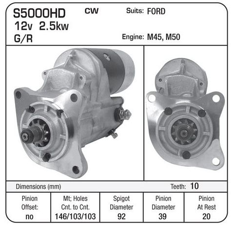 STARTER 12V 10TH G/R HD REP M50