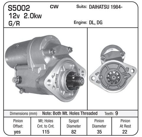 STARTER 12V G/R DAIHATSU 9TH